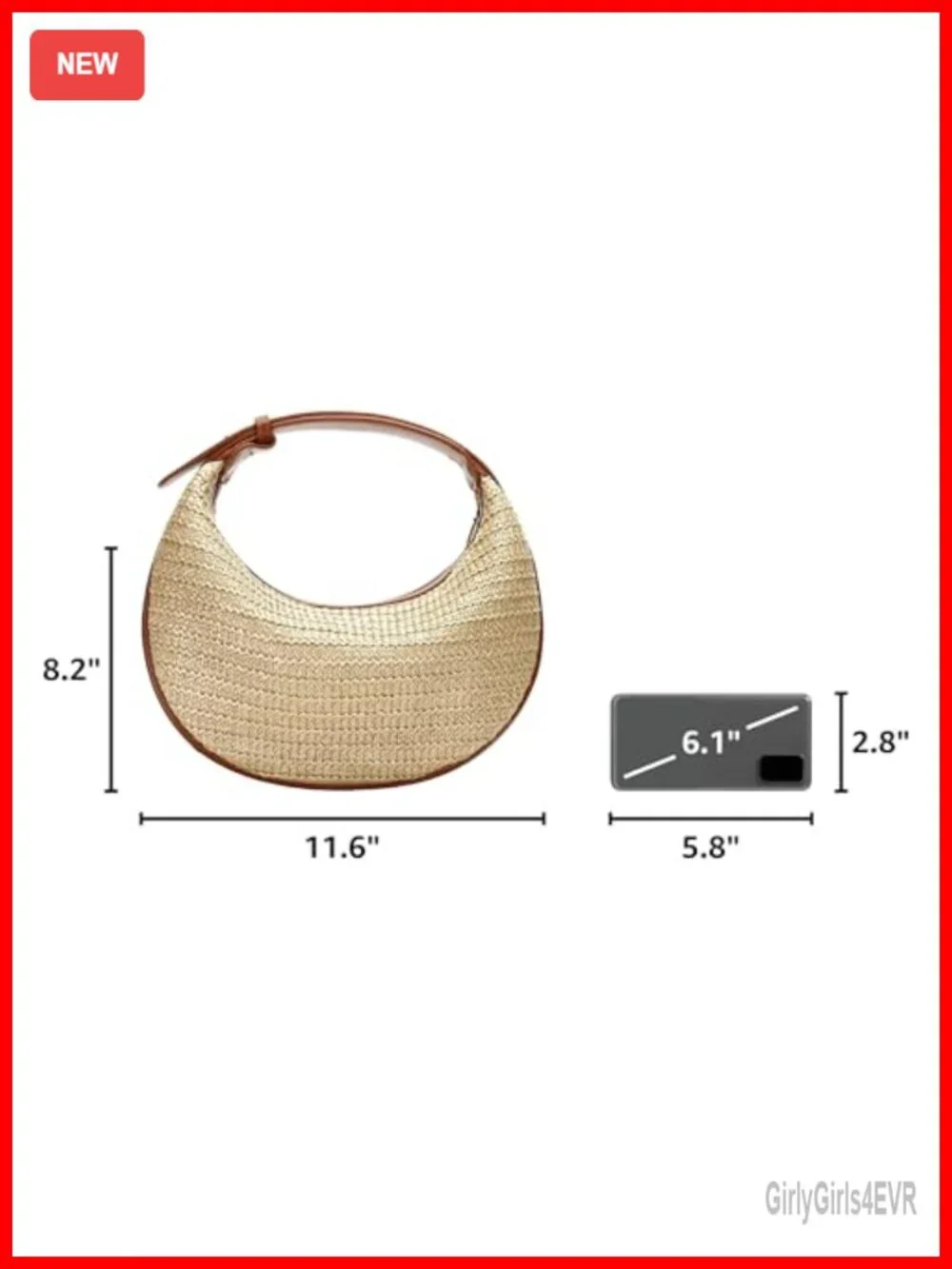 Handwoven Straw Crossbody Bag Hobo Beach Purse with Adjustable Strap